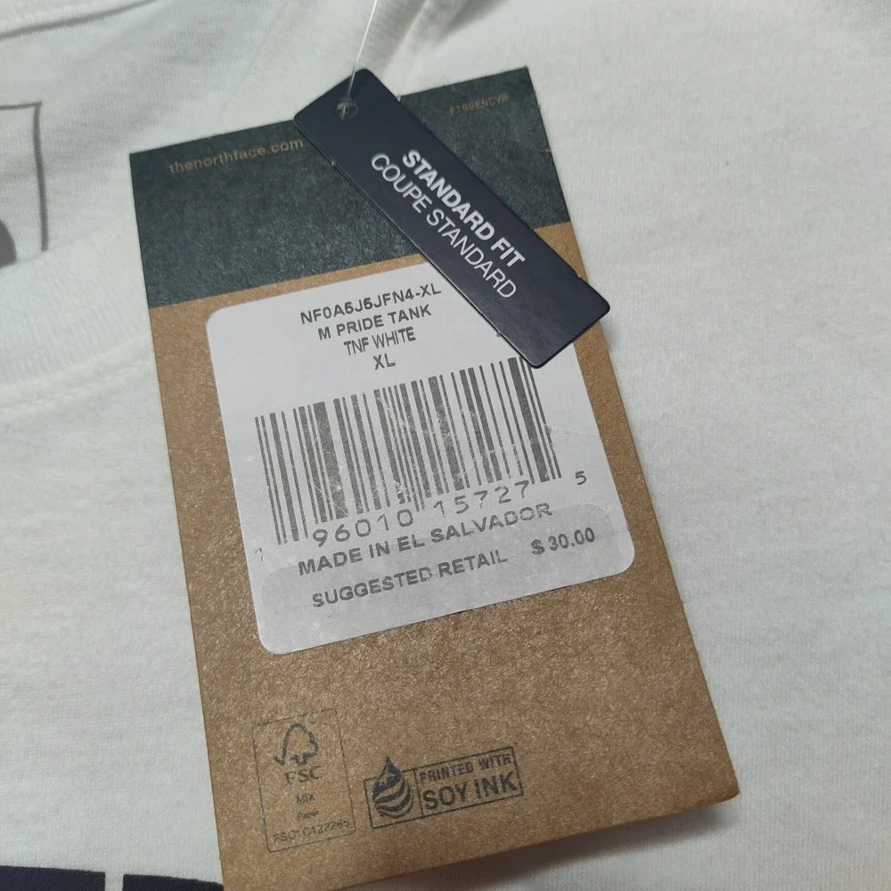 NORTH FACE PRIDE Men‎ XL White Sleeveless Tank Top  NEW